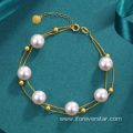 Double Layered Pearl Bracelet 18k gold